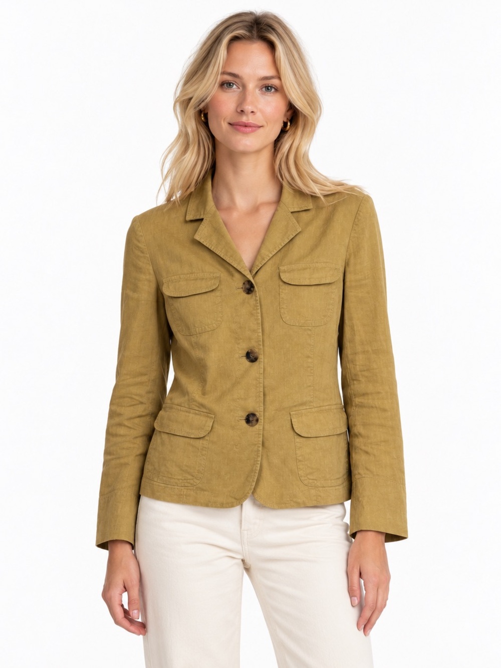 Theory Tashina Linen Blend Safari Utility Blazer Jacket Camel Size 6